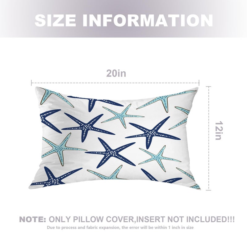 BaoNews Coastal Nautical Pillow Covers, Coastal Nautical Starfish Repeat Pattern Navy Blue Lumbar 12 x 20 Inches Decorative Throw Pillow Covers Cotton Cushion for Sofa Bedroom Car, Blue 07, Set of 2 - Image 5